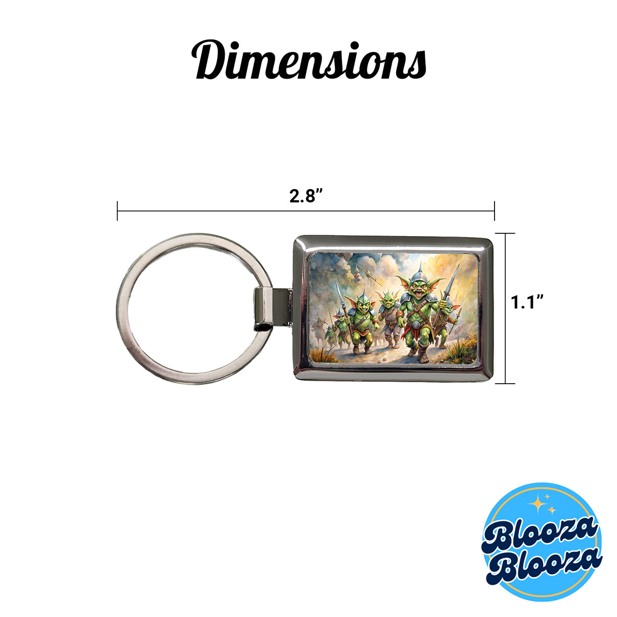 Fantasy Goblins Monsters Going To War Watercolor Rectangle Metal Keychain