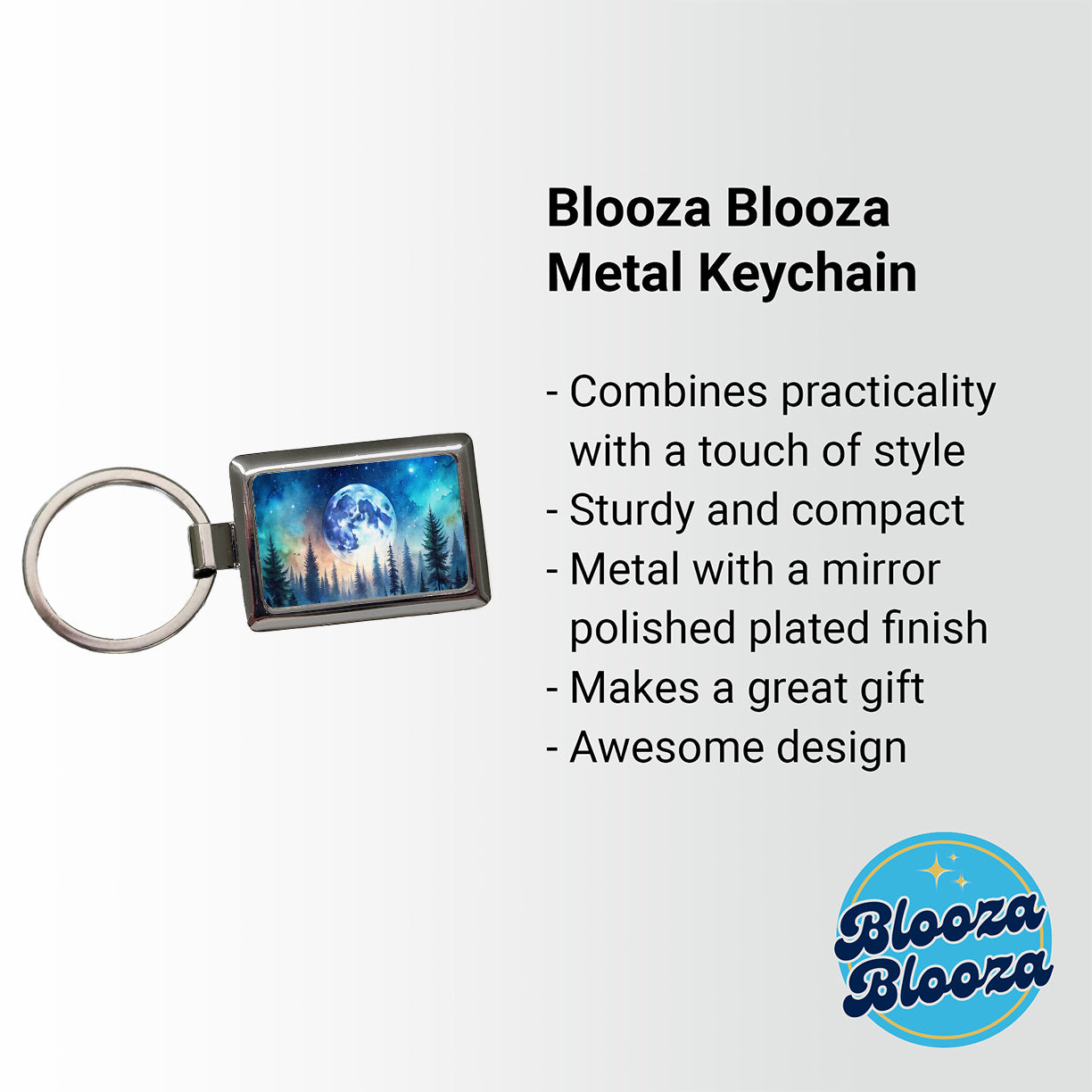 Fantasy Sci-fi World Moon Rising Over Forest Rectangle Metal Keychain