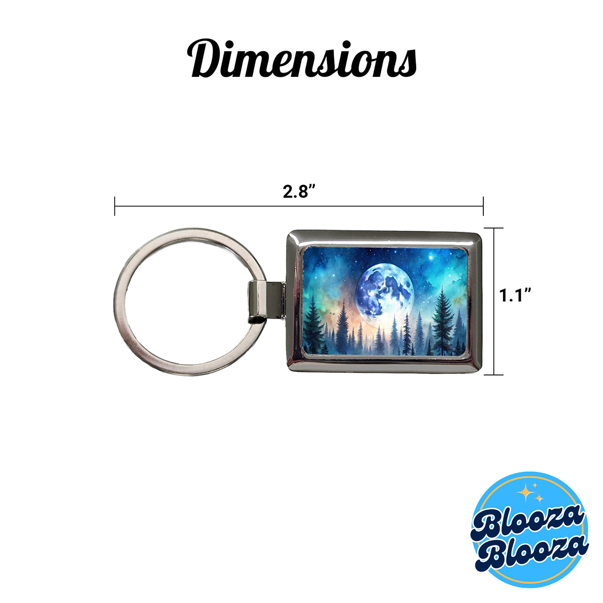 Fantasy Sci-fi World Moon Rising Over Forest Rectangle Metal Keychain