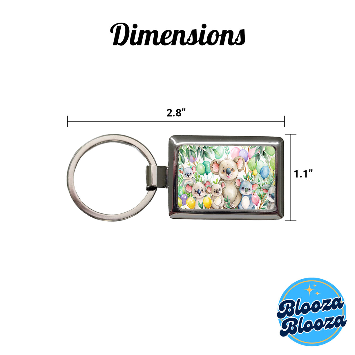 Koalas Having A Birthday Party Watercolor Rectangle Metal Keychain