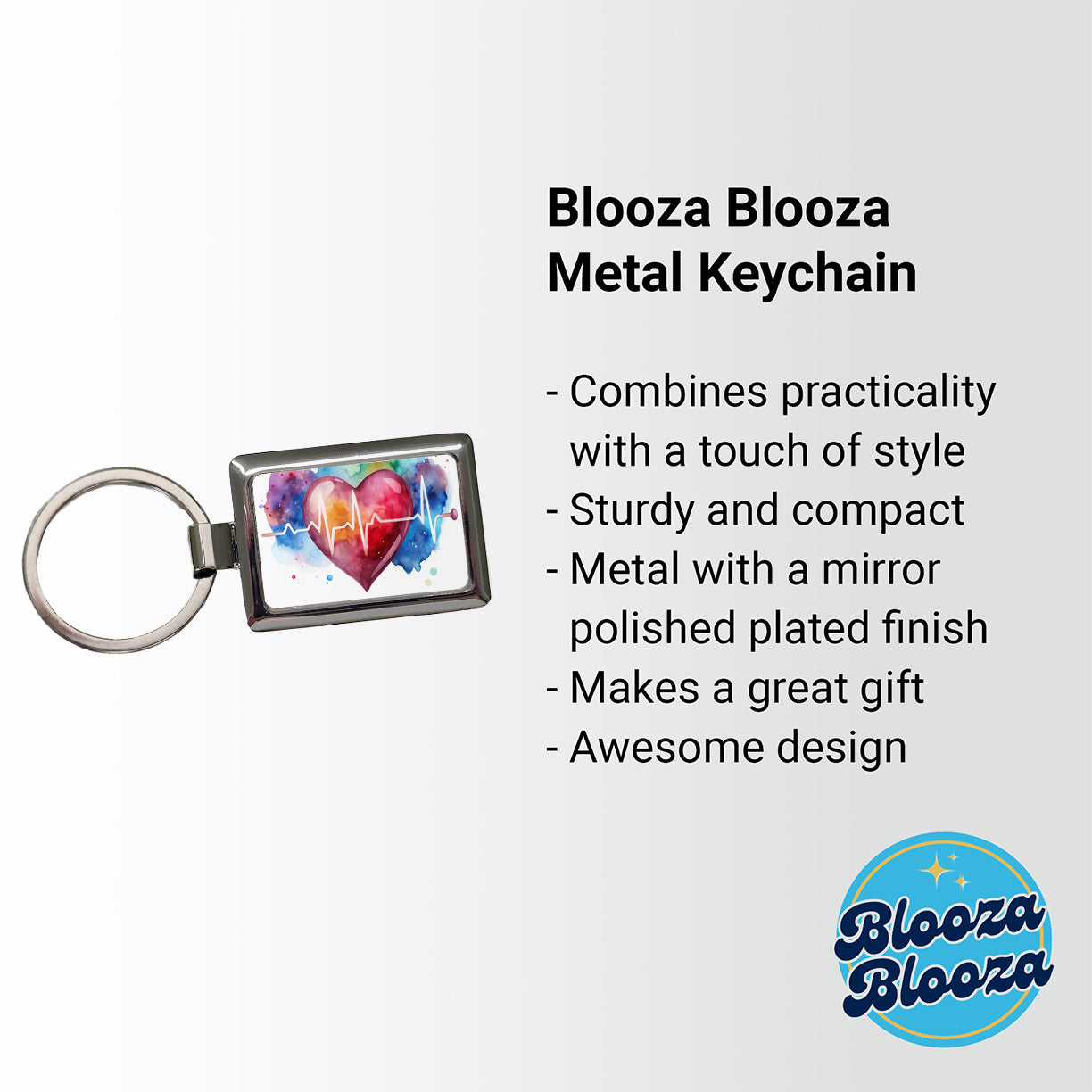 Life Pulse Heart Beat Doctor Nurse RN EMT Watercolor Rectangle Metal Keychain