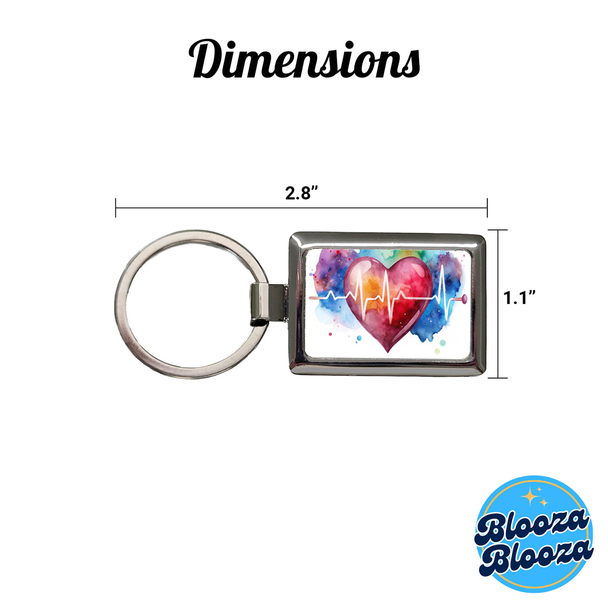 Life Pulse Heart Beat Doctor Nurse RN EMT Watercolor Rectangle Metal Keychain