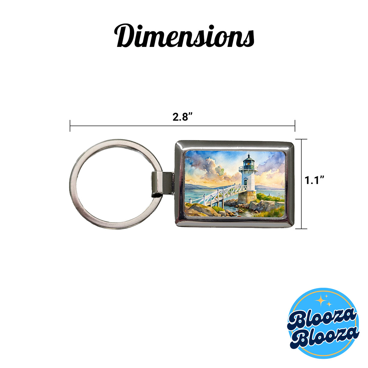 Lighthouse Like Marshall Point Maine Watercolor Rectangle Metal Keychain