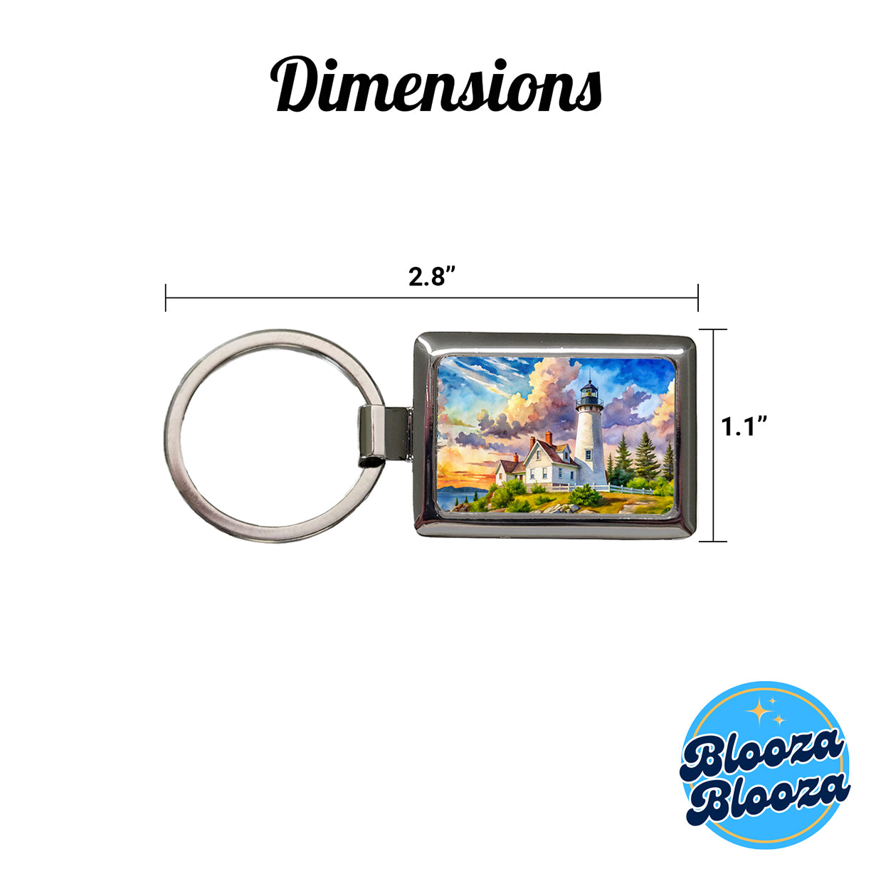 Lighthouse Like Pemaquid Point Maine Watercolor Rectangle Metal Keychain