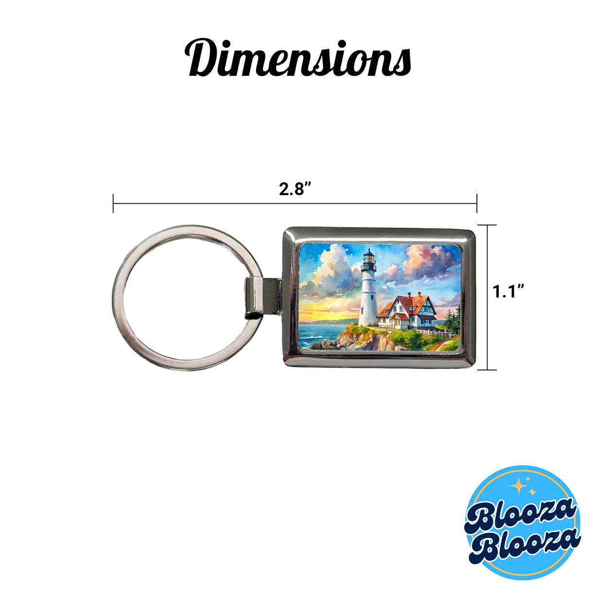 Lighthouse Like Portland Head Maine Watercolor Rectangle Metal Keychain