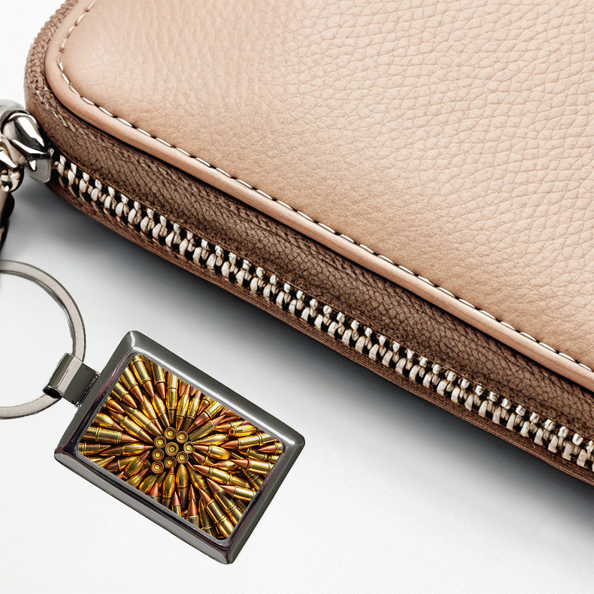 Lots Of Bullets Pattern Rectangle Metal Keychain