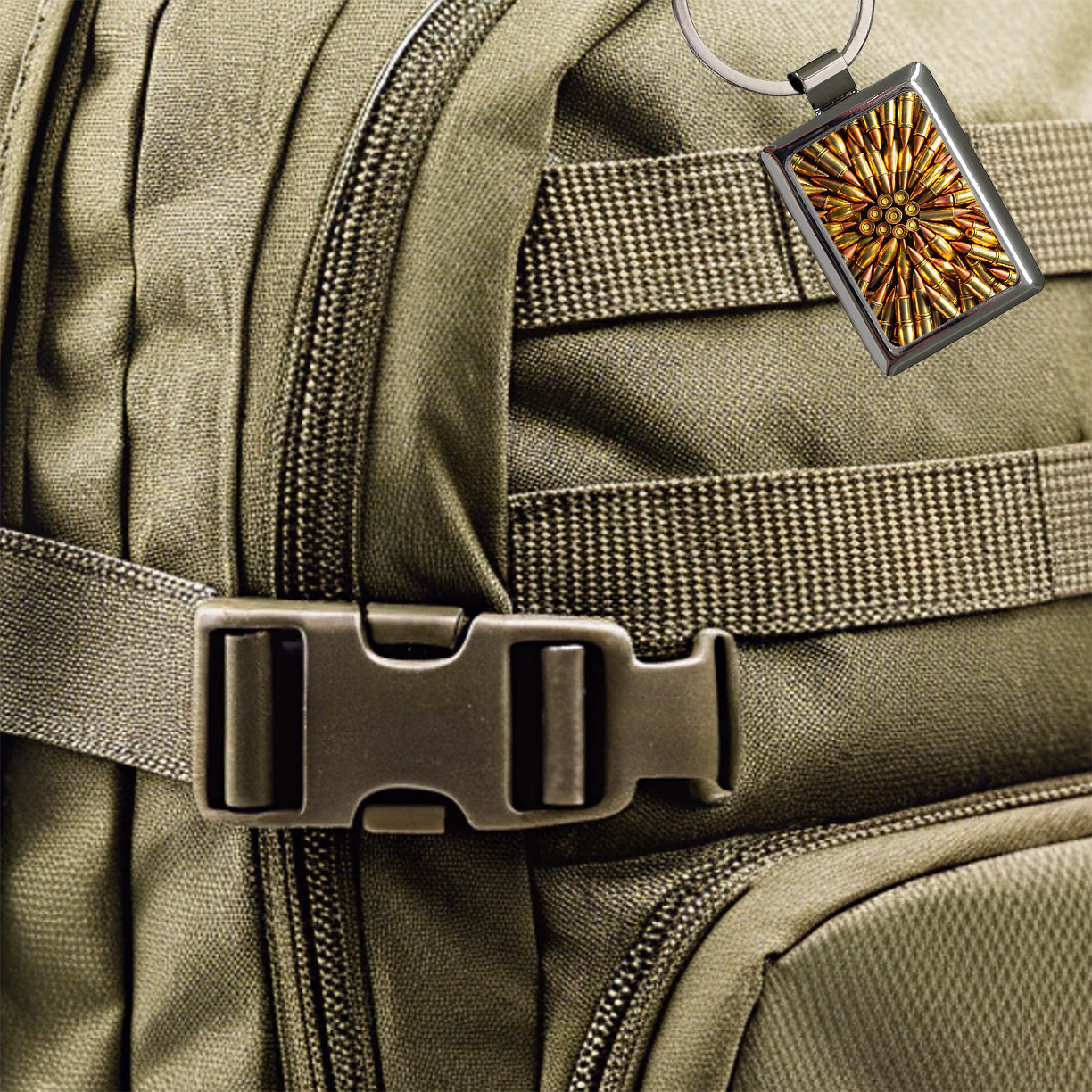 Lots Of Bullets Pattern Rectangle Metal Keychain