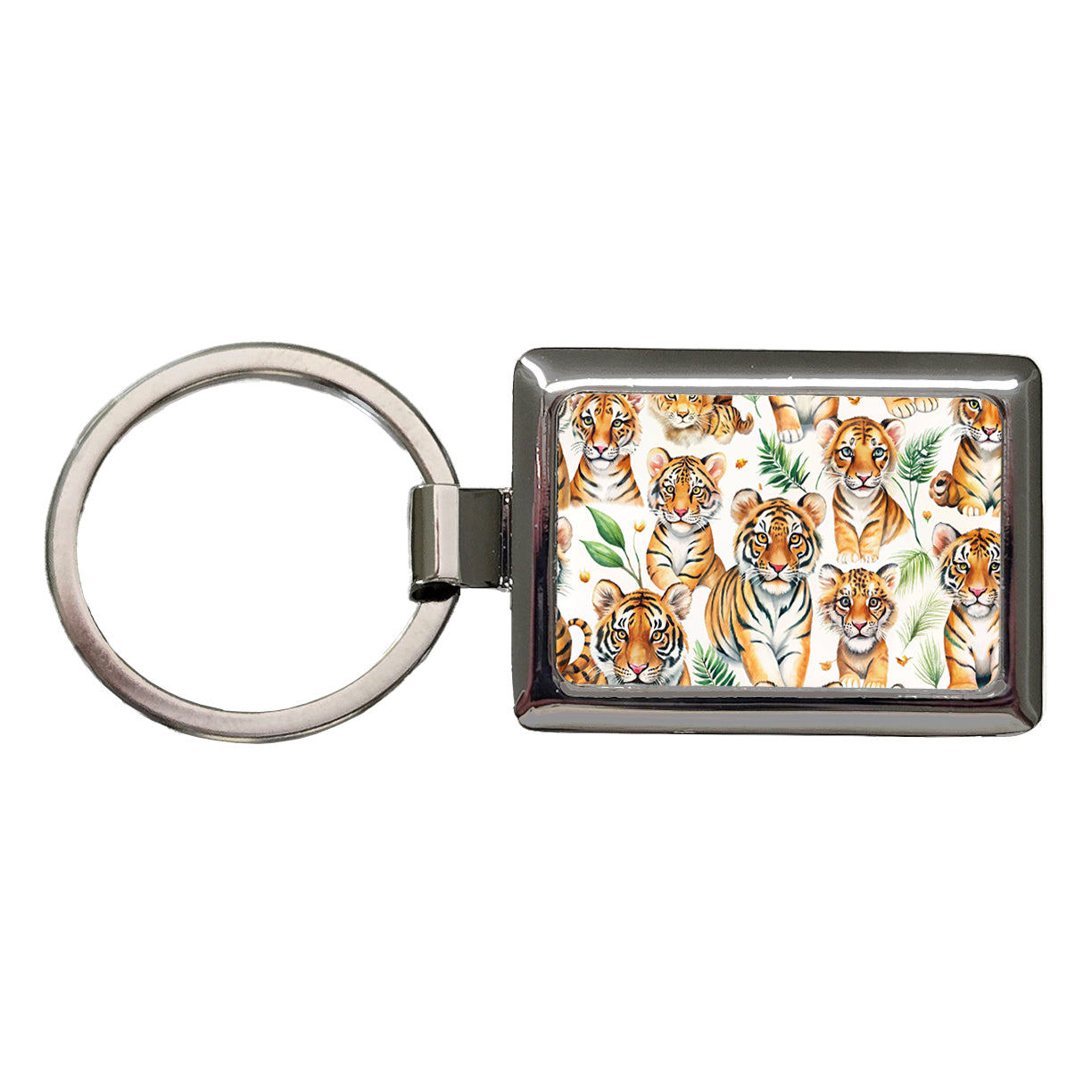 Lots Of Sweet Bengal Tigers Rectangle Metal Keychain