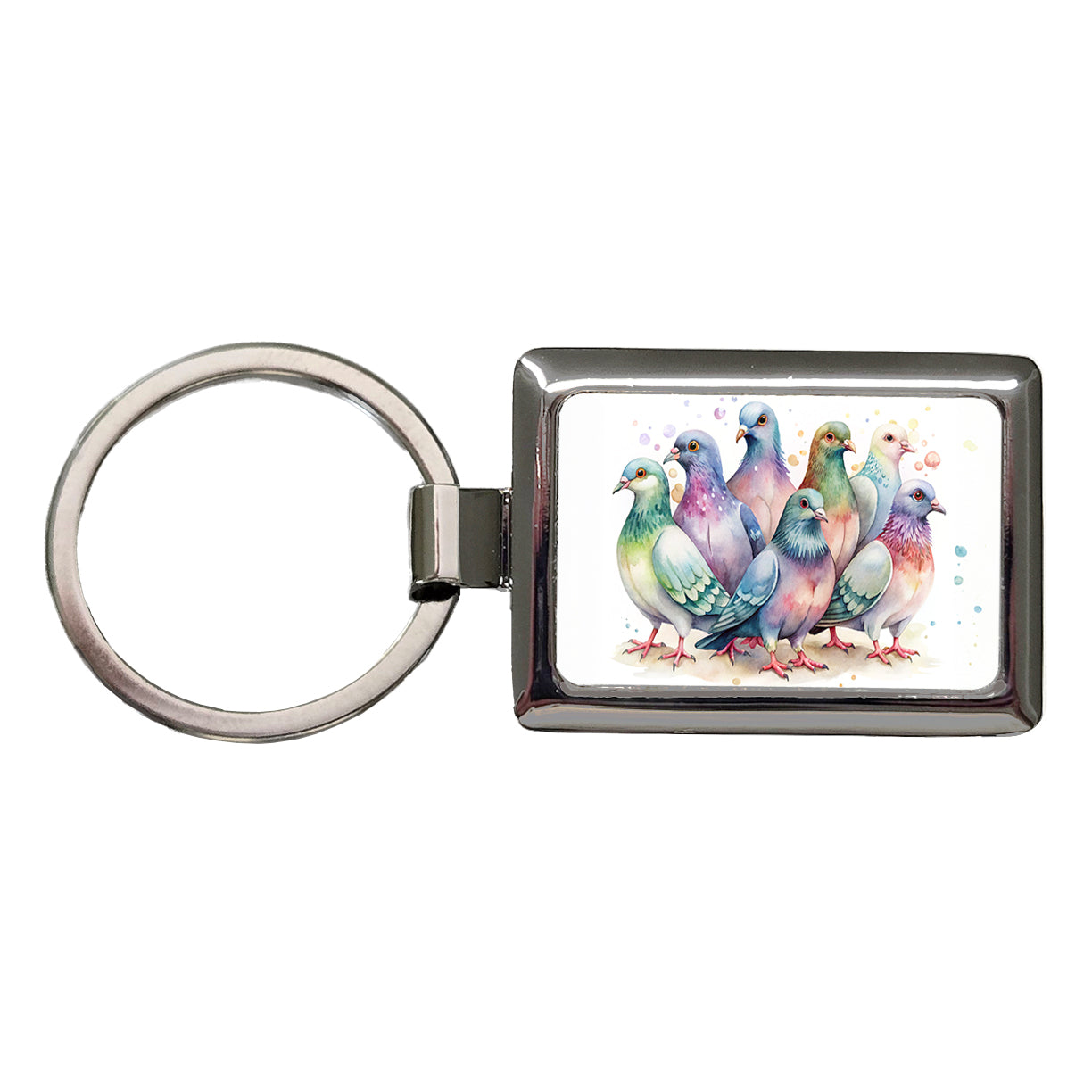 Lots Of Sweet Pigeons Rectangle Metal Keychain
