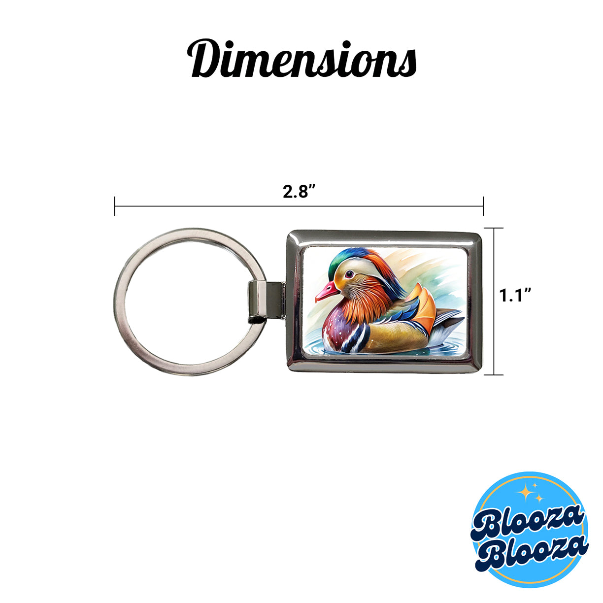 Mandarin Duck Watercolor Rectangle Metal Keychain