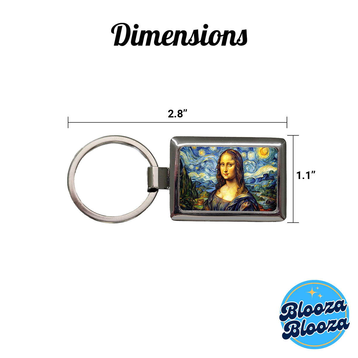 Mona Lisa Van Gogh Style Rectangle Metal Keychain