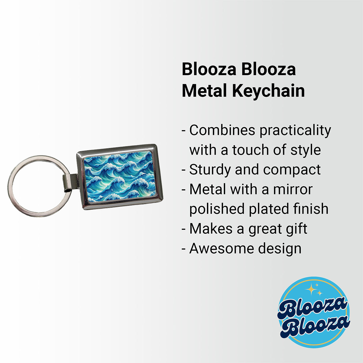 Ocean Waves Painting Rectangle Metal Keychain
