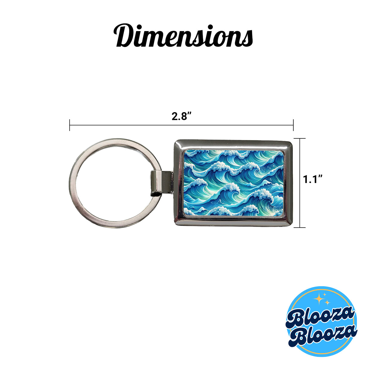 Ocean Waves Painting Rectangle Metal Keychain
