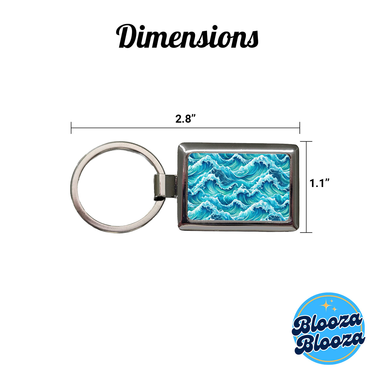 Ocean Waves Pattern Rectangle Metal Keychain