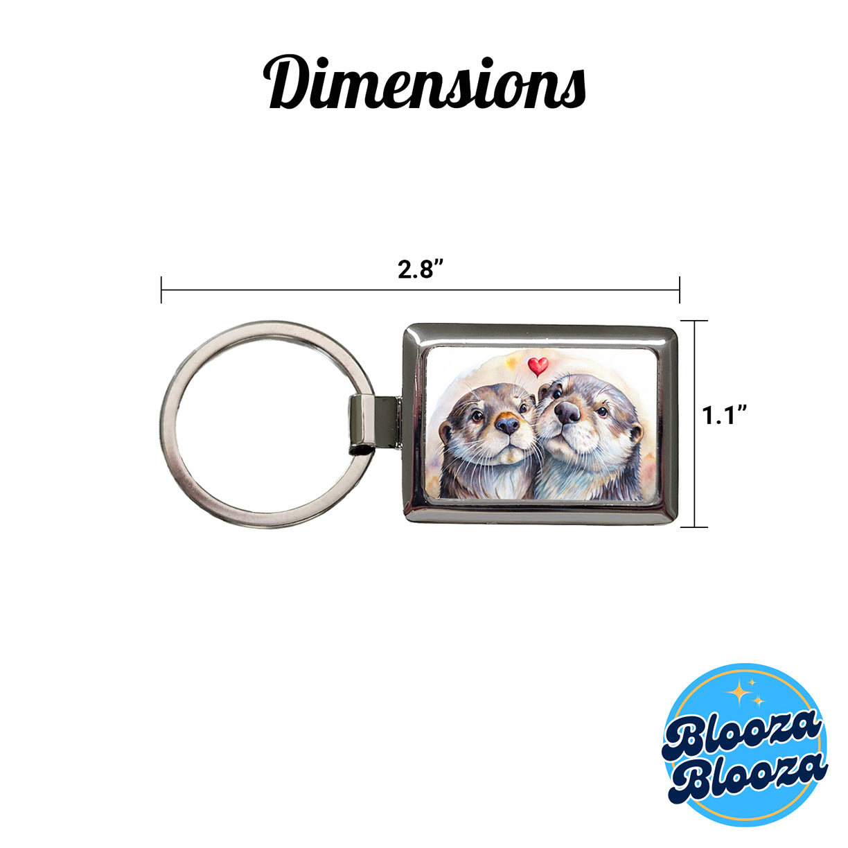 Otters In Love Heart Valentine's Day Rectangle Metal Keychain