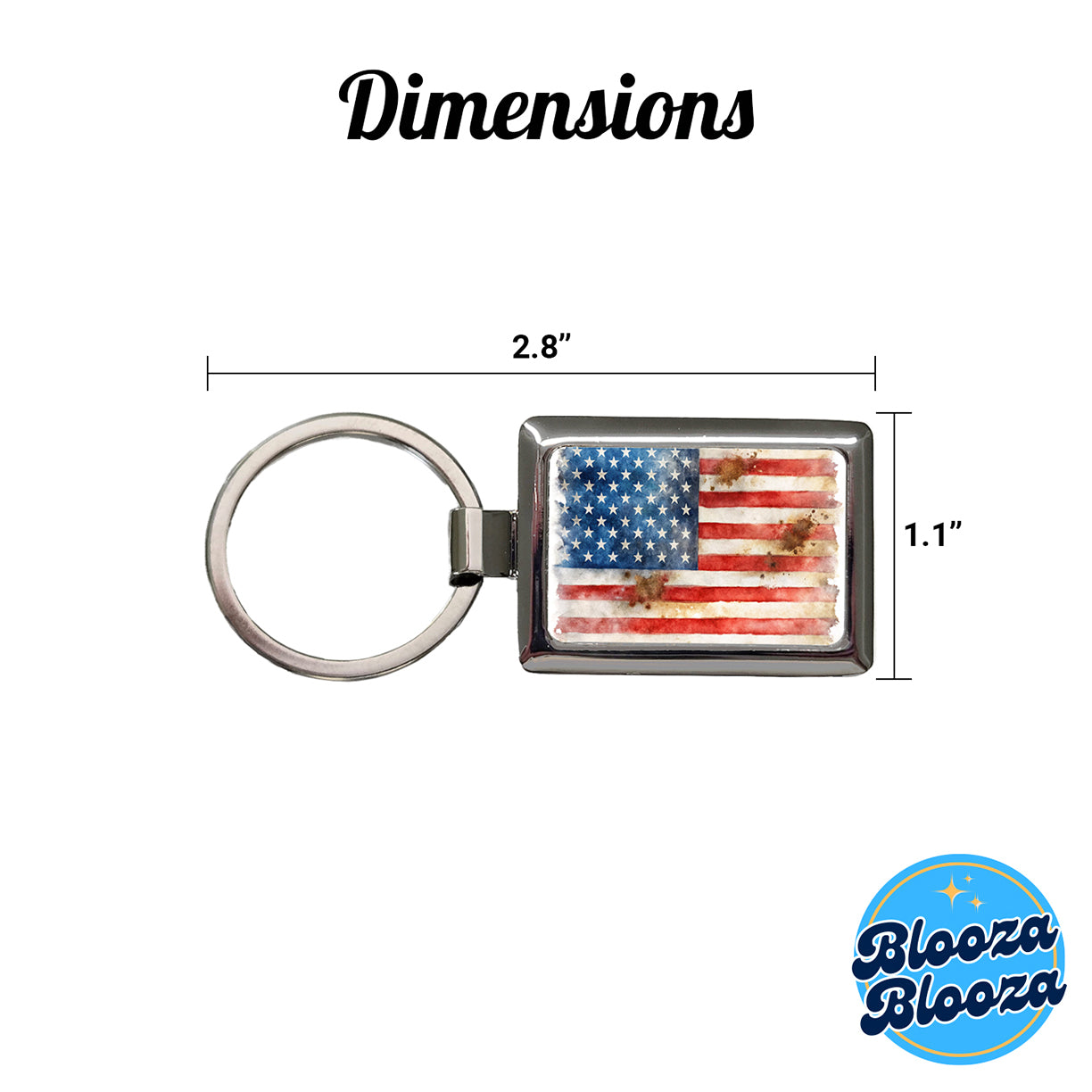 Patriotic Rustic Worn American Flag Watercolor Rectangle Metal Keychain