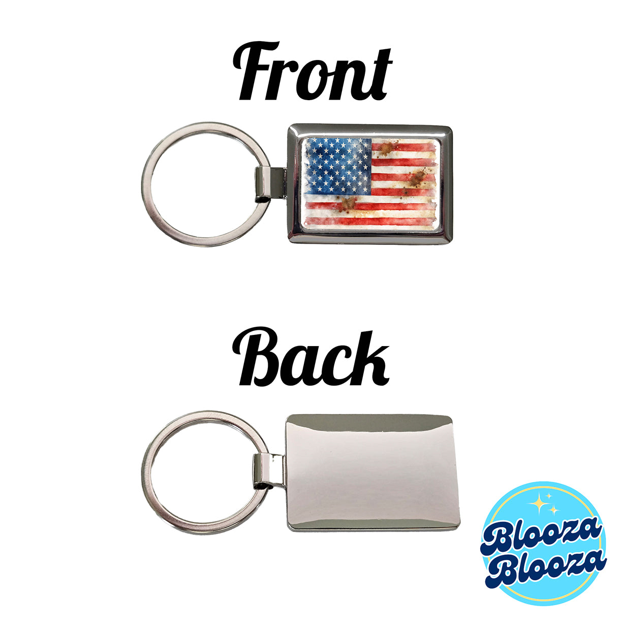 Patriotic Rustic Worn American Flag Watercolor Rectangle Metal Keychain