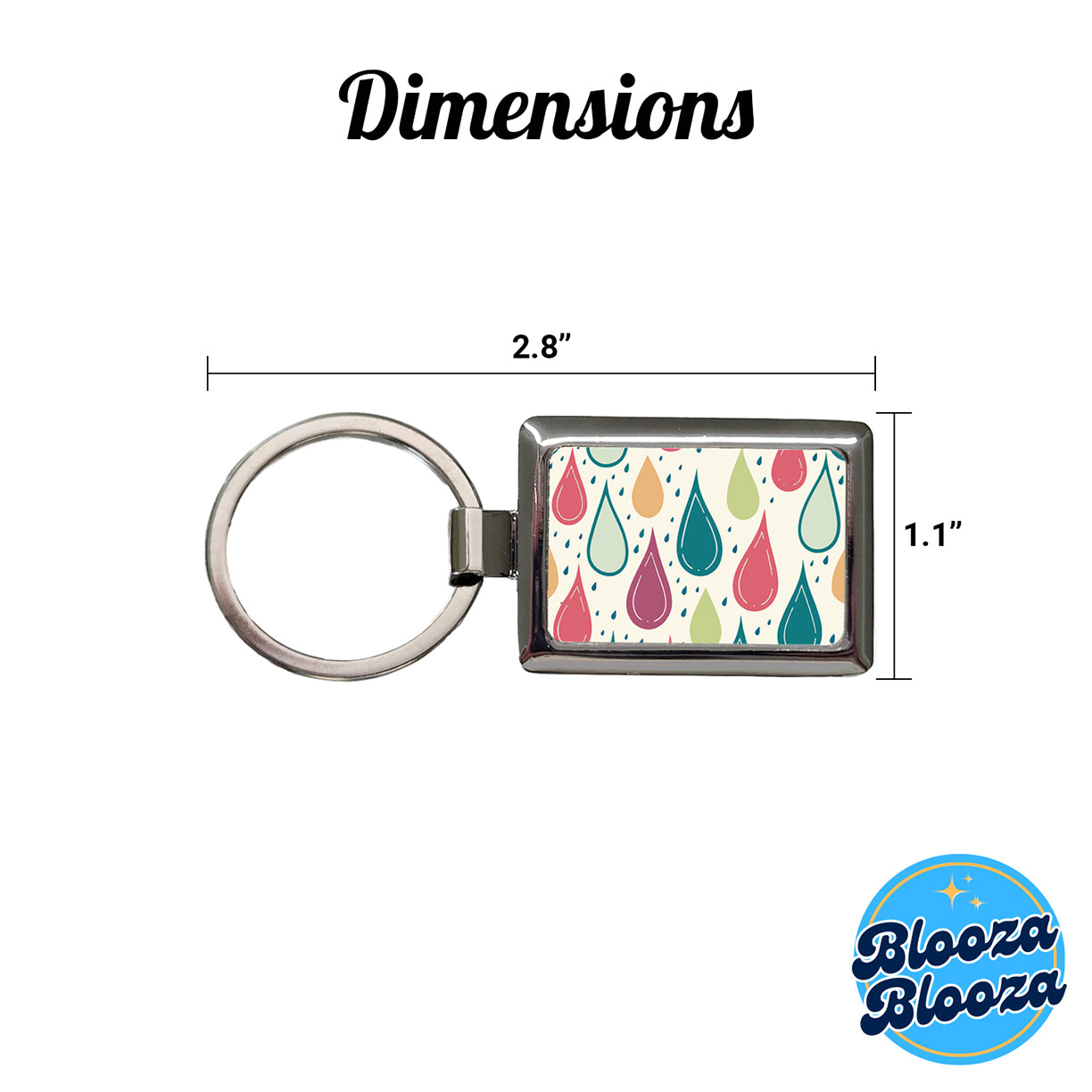 Rain Water Droplets Cute Rectangle Metal Keychain