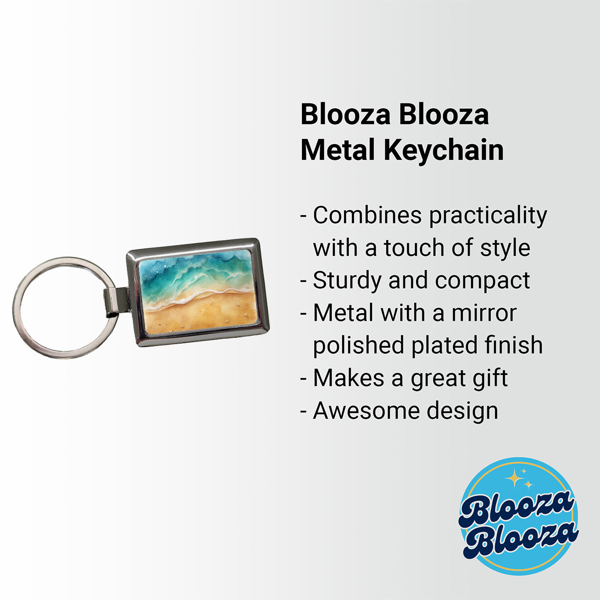 Sandy Tranquil Ocean Beach Rectangle Metal Keychain
