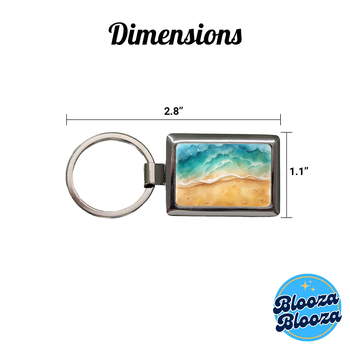 Sandy Tranquil Ocean Beach Rectangle Metal Keychain