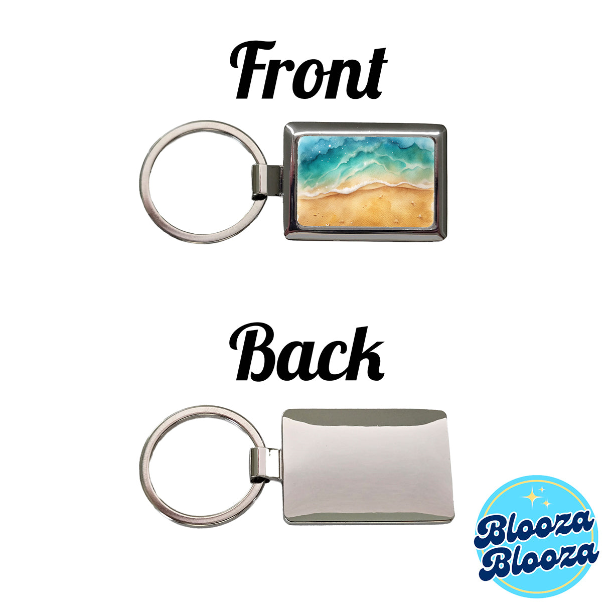Sandy Tranquil Ocean Beach Rectangle Metal Keychain