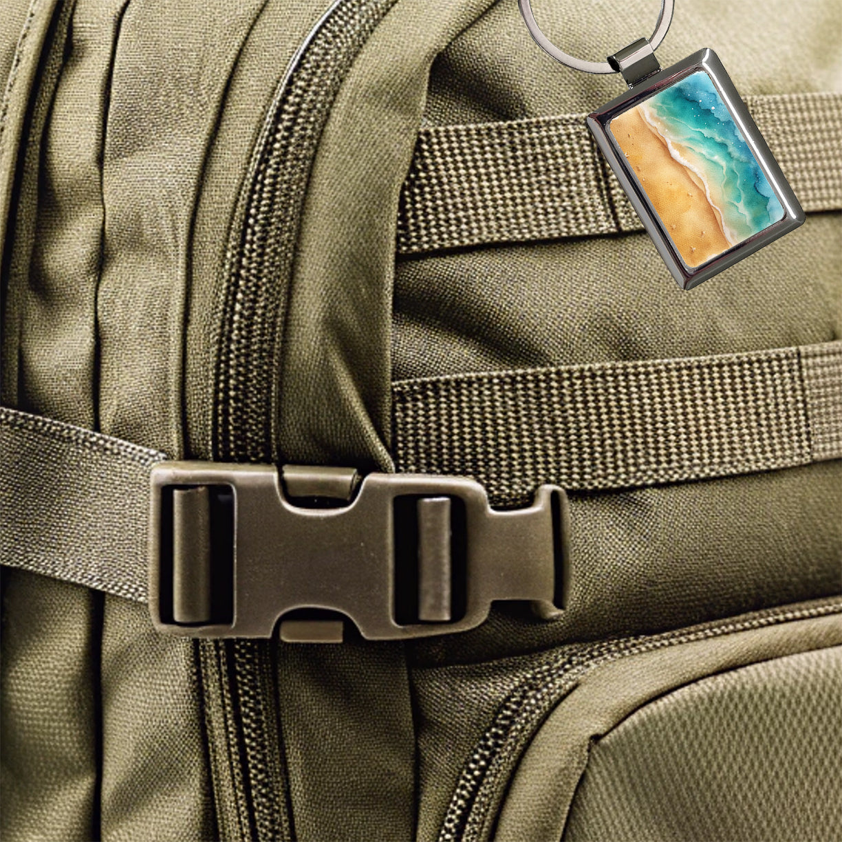 Sandy Tranquil Ocean Beach Rectangle Metal Keychain