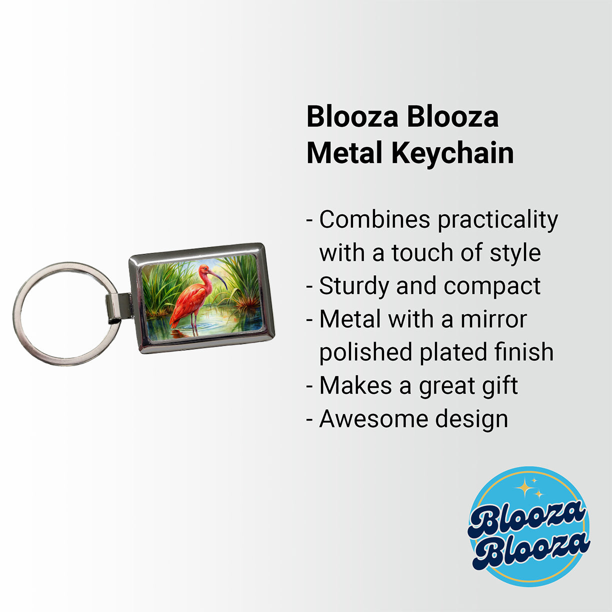 Scarlet Ibis In Marsh Bird Watercolor Rectangle Metal Keychain