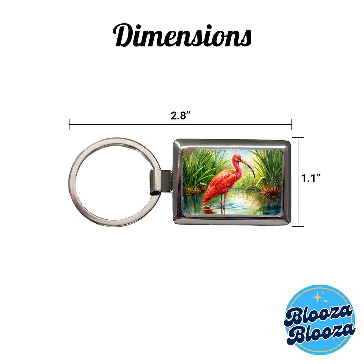 Scarlet Ibis In Marsh Bird Watercolor Rectangle Metal Keychain