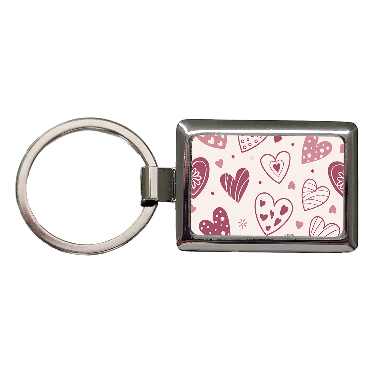 Scattered Hearts Love Valentine's Day Rectangle Metal Keychain