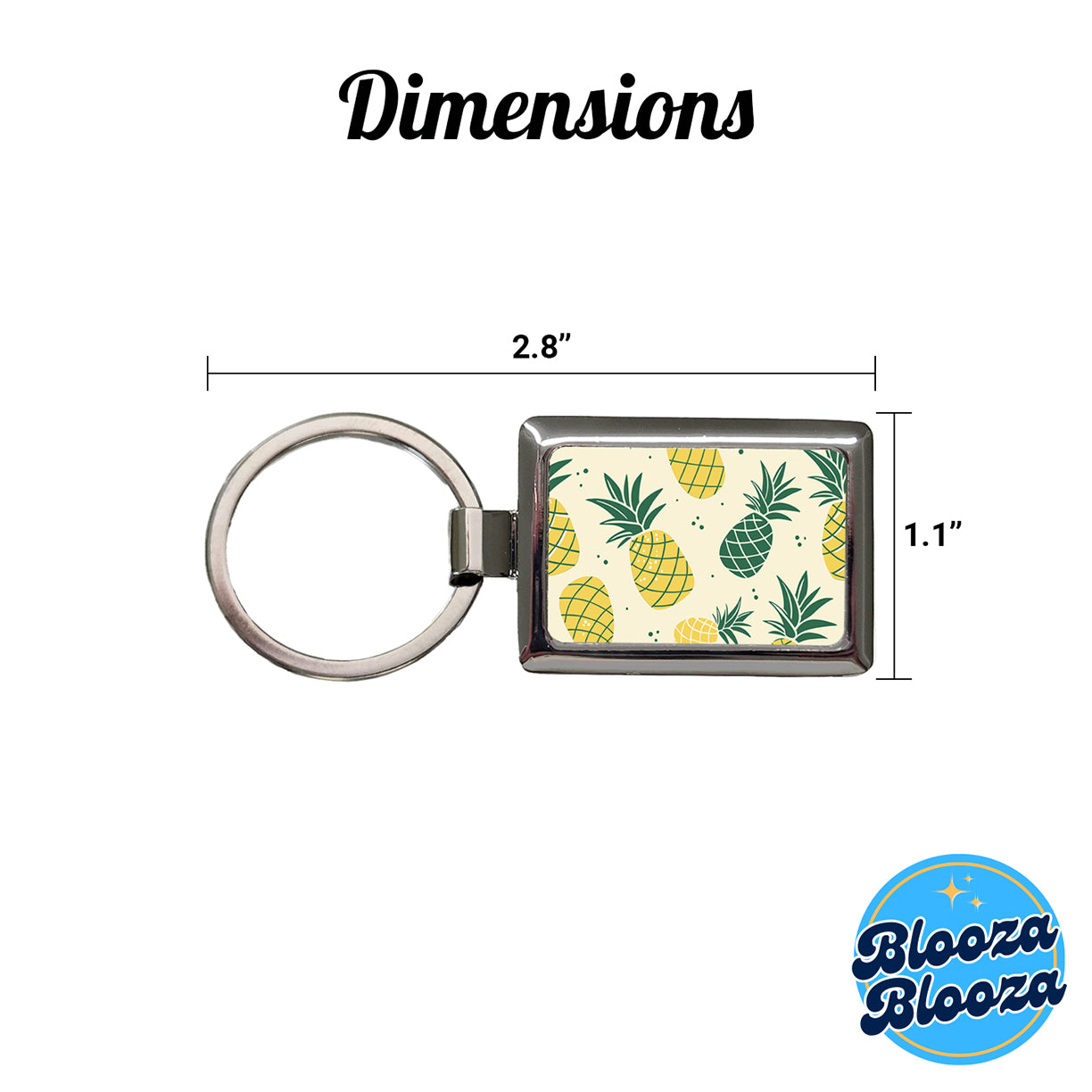 Scattered Tropical Pineapples Rectangle Metal Keychain