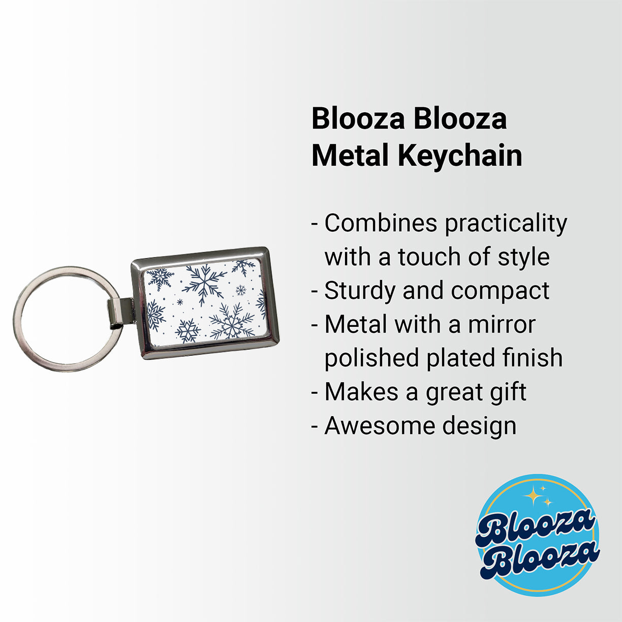 Scattered Snowflakes Winter Christmas Rectangle Metal Keychain