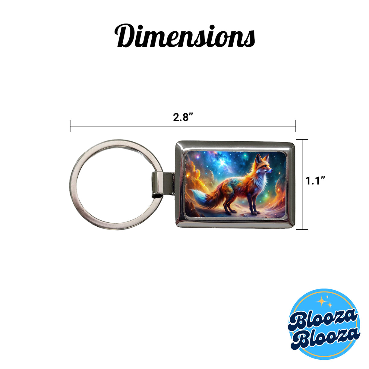 Sci-fi Fantasy Fox In Space Nebula Background Rectangle Metal Keychain