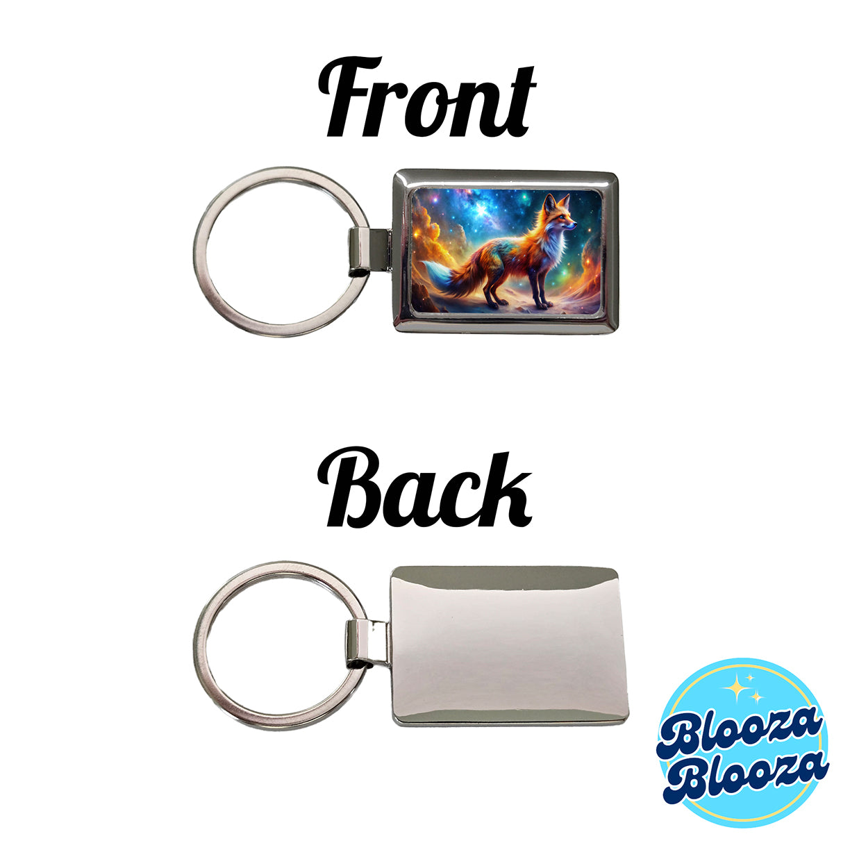 Sci-fi Fantasy Fox In Space Nebula Background Rectangle Metal Keychain