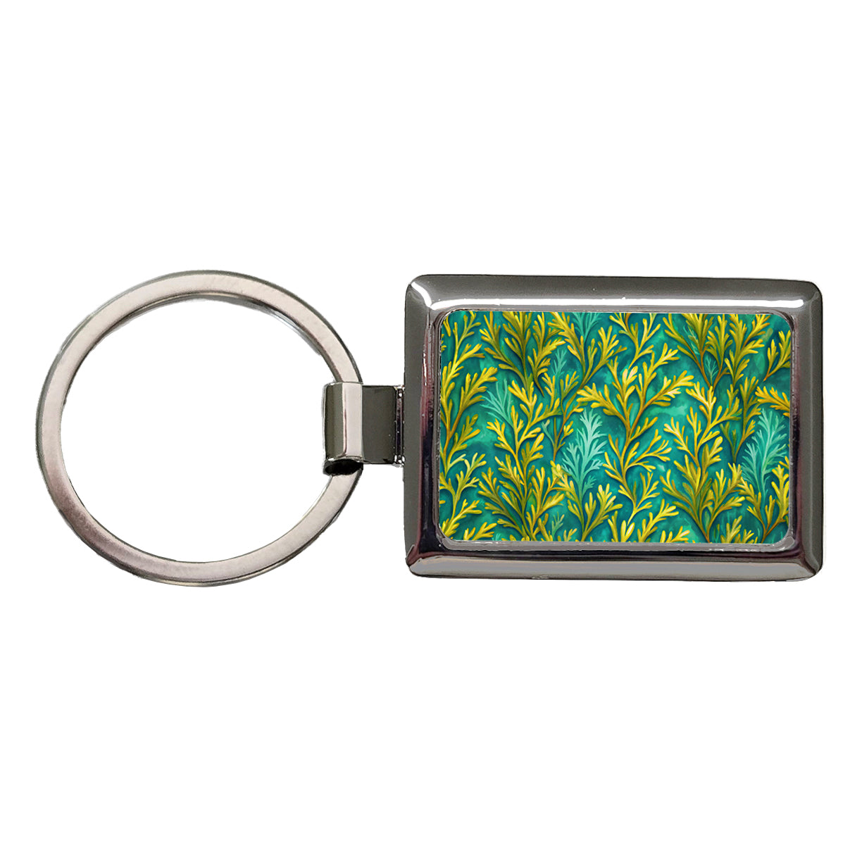 Seaweed Pattern Rectangle Metal Keychain