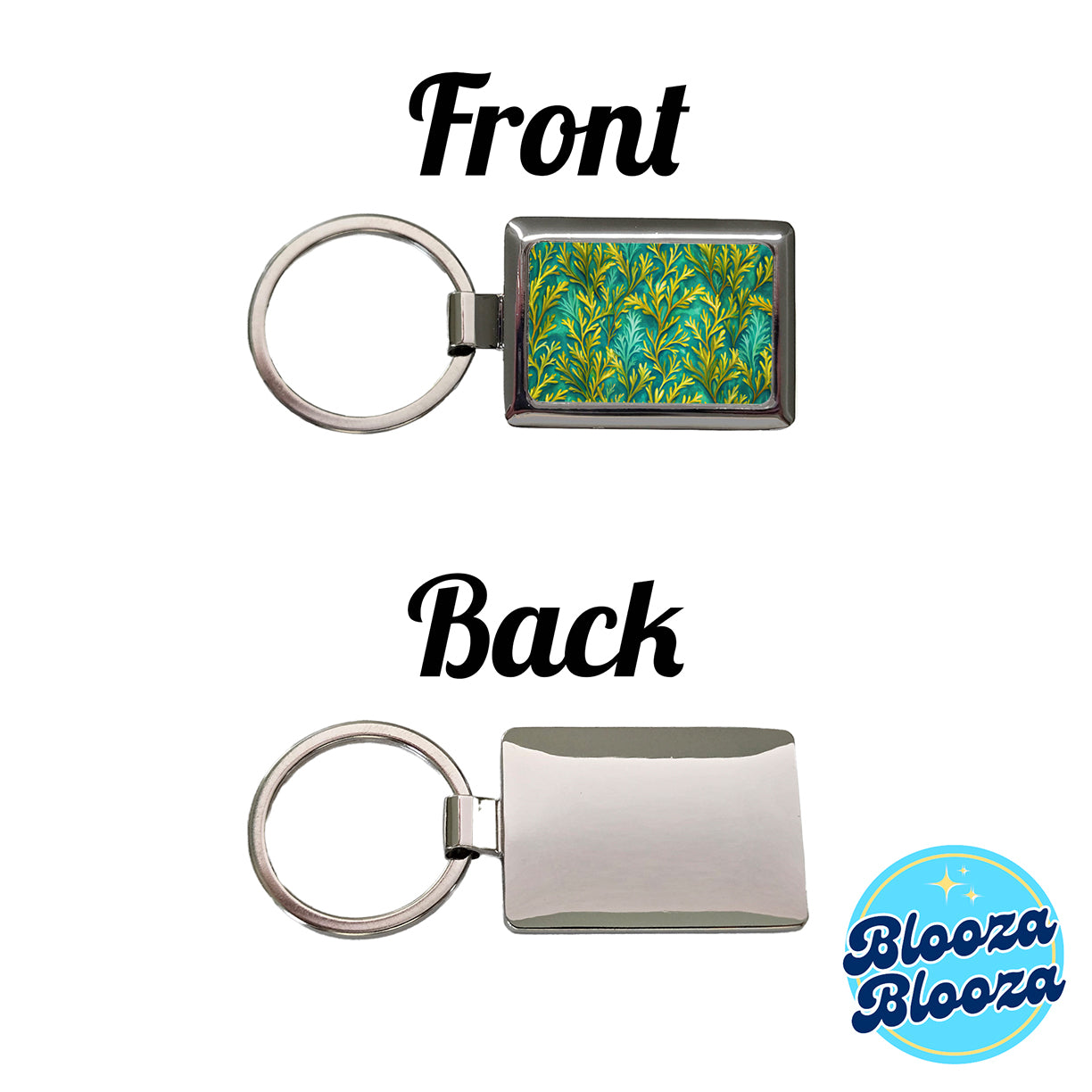 Seaweed Pattern Rectangle Metal Keychain