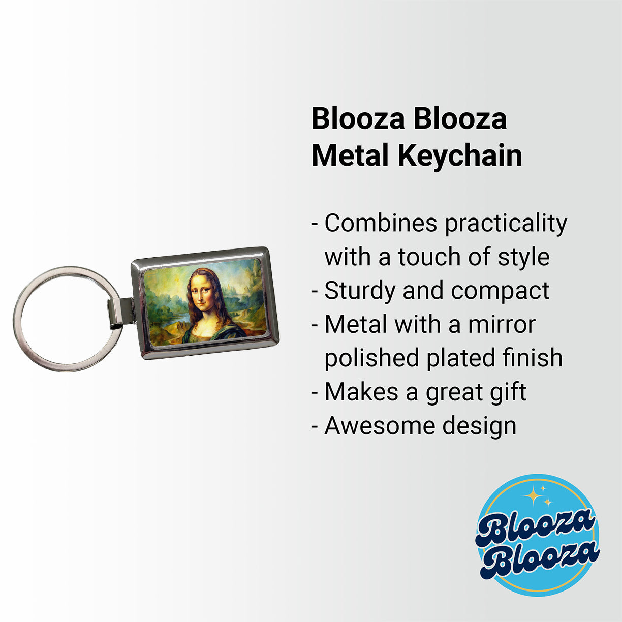 Simple Faux Mona Lisa Watercolor Painting Rectangle Metal Keychain