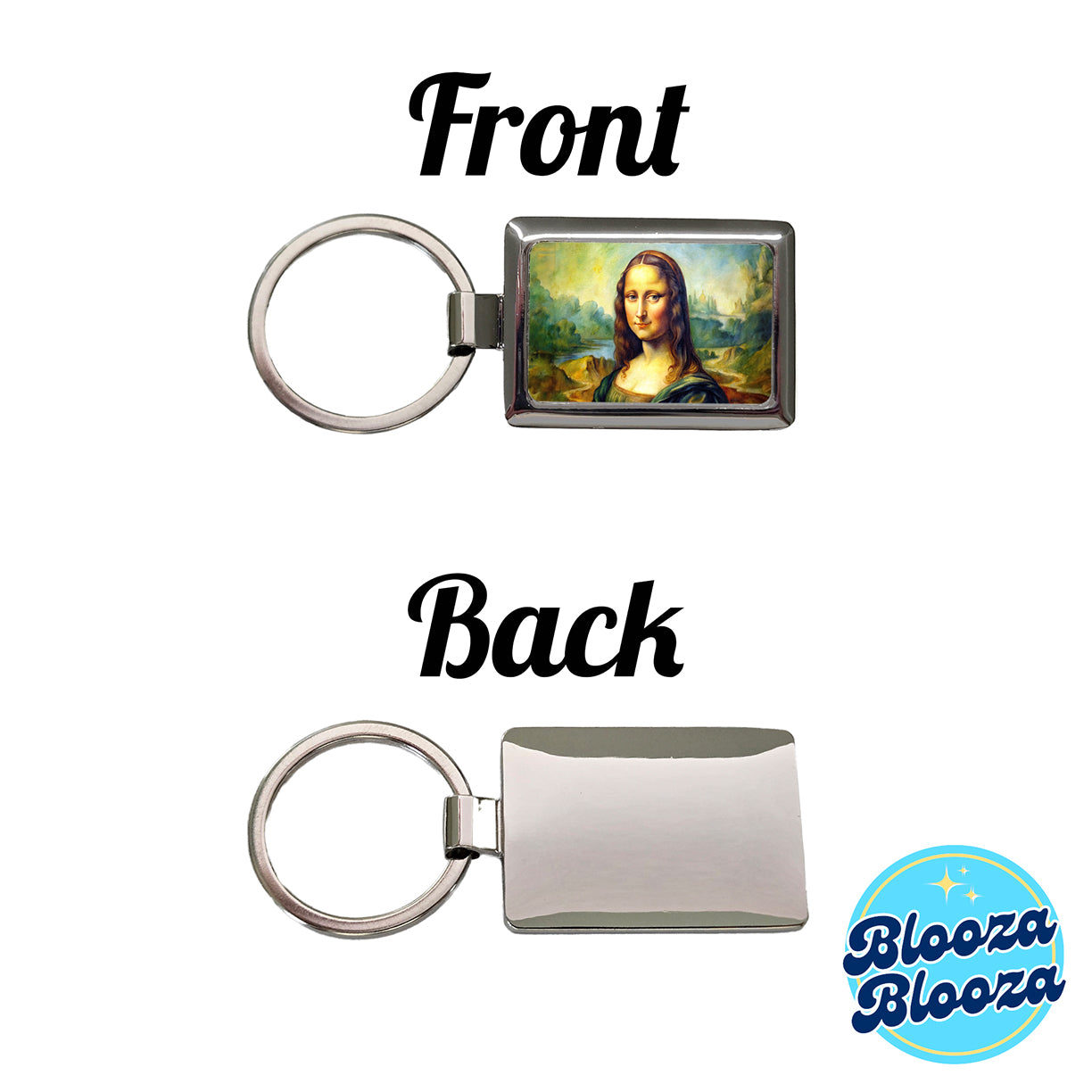 Simple Faux Mona Lisa Watercolor Painting Rectangle Metal Keychain