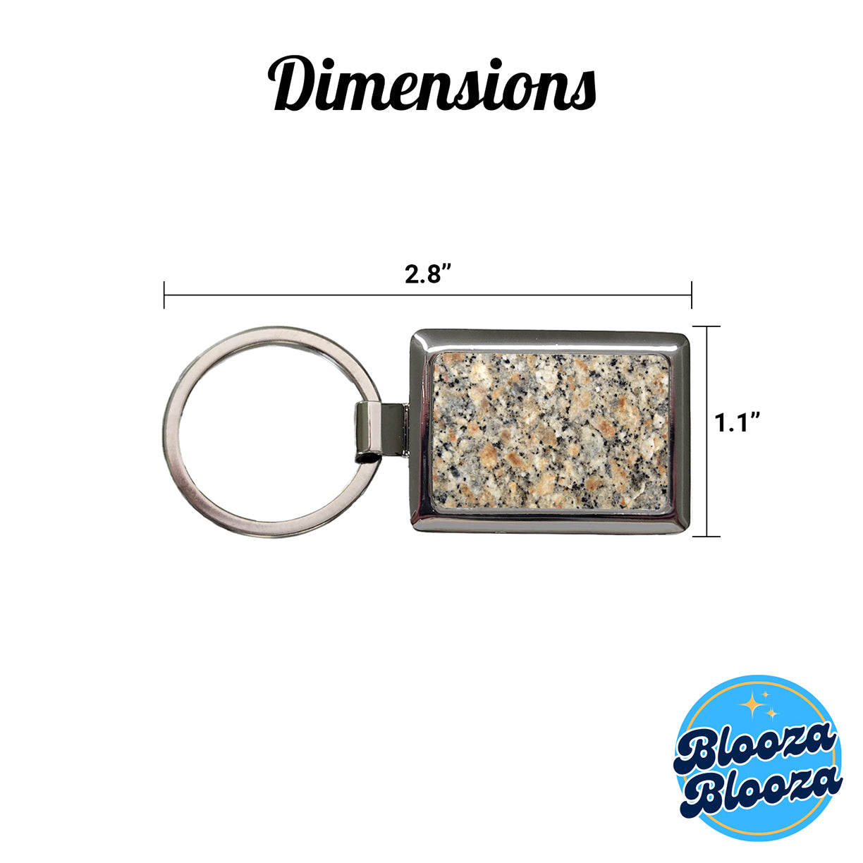 Sleek Faux Granite Rectangle Metal Keychain