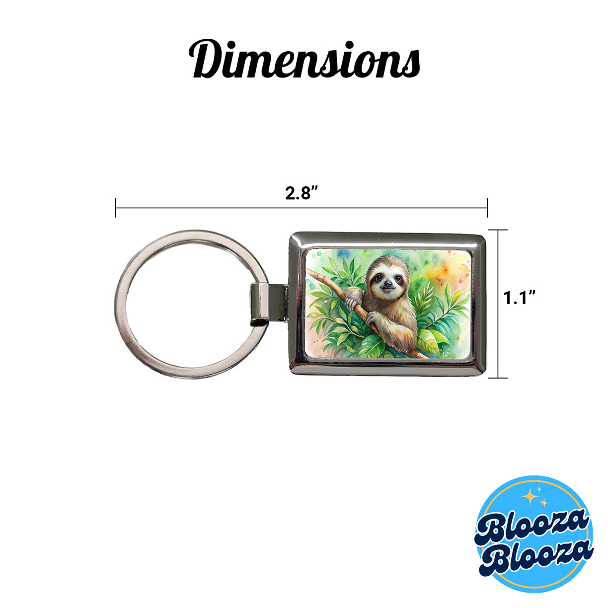 Sloth In A Tree Watercolor Rectangle Metal Keychain