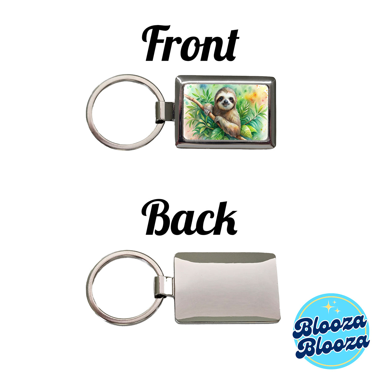 Sloth In A Tree Watercolor Rectangle Metal Keychain