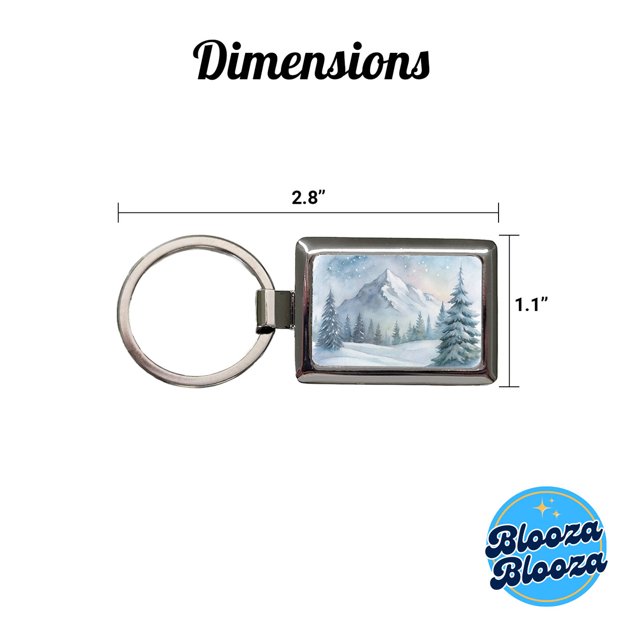 Snowy Wilderness Watercolor Rectangle Metal Keychain