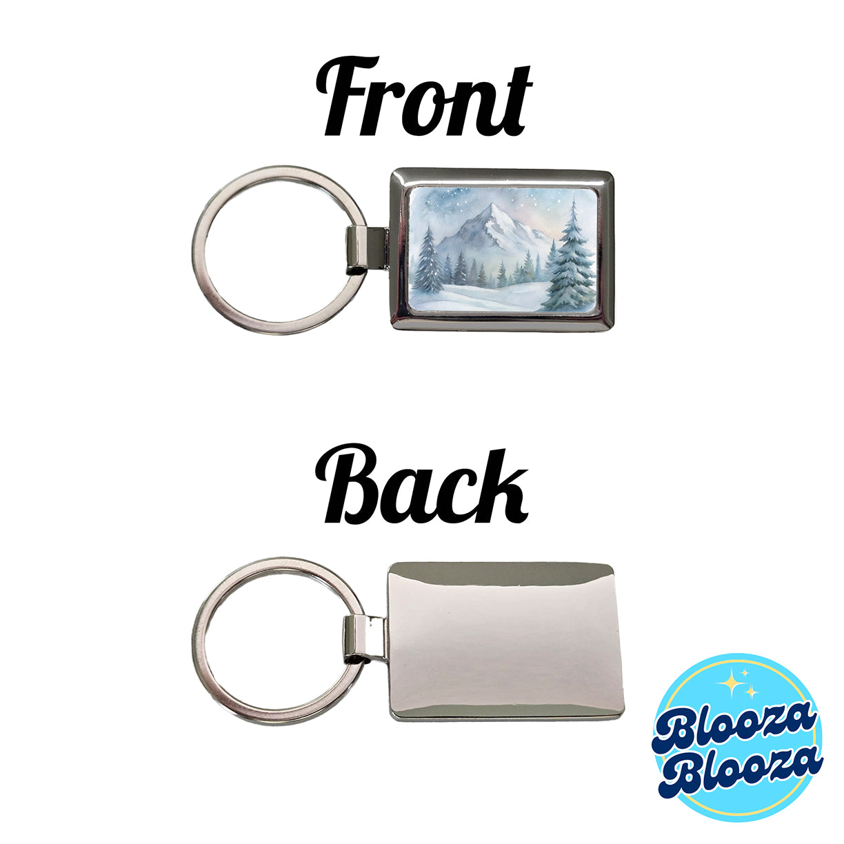 Snowy Wilderness Watercolor Rectangle Metal Keychain