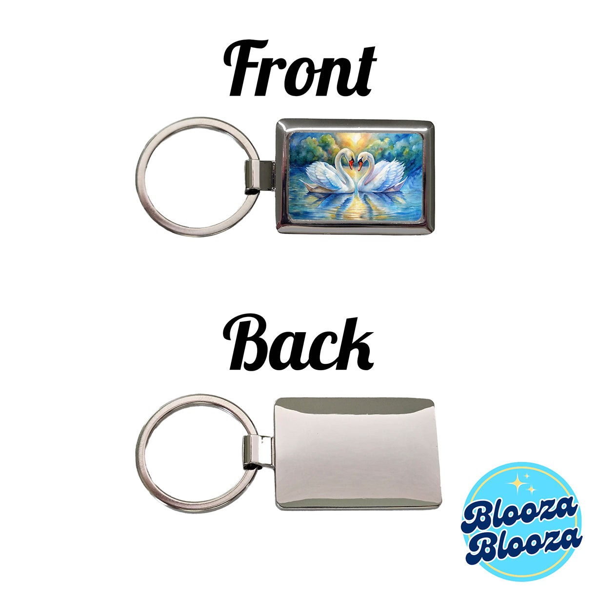 Swans In Love Valentine's Day Rectangle Metal Keychain