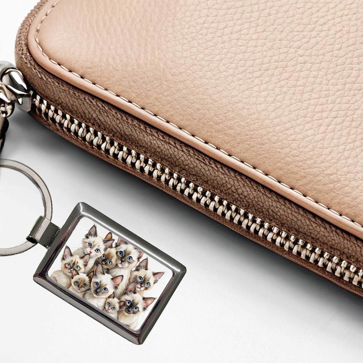 Sweet Balinese Cats Rectangle Metal Keychain