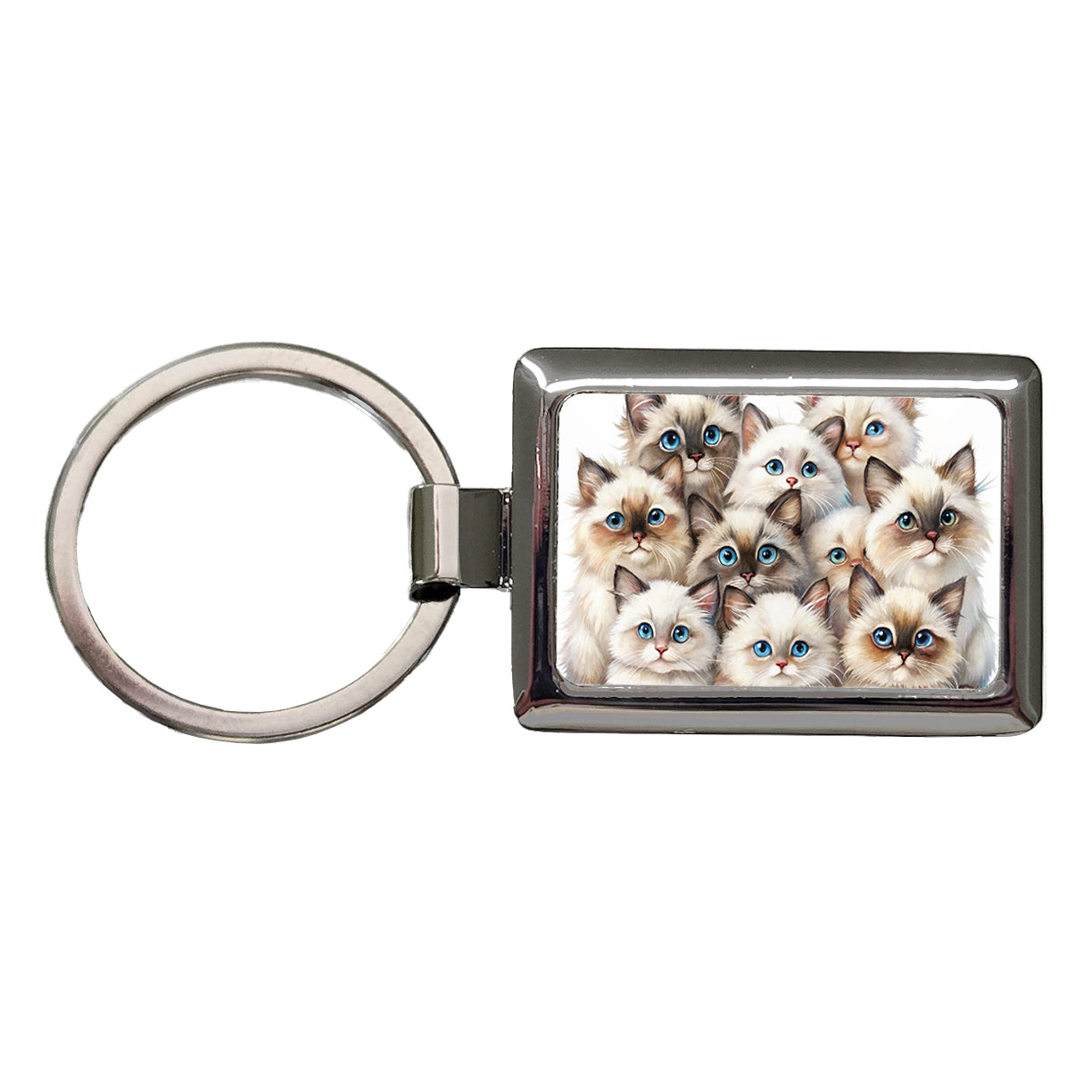 Sweet Birman Cats Rectangle Metal Keychain
