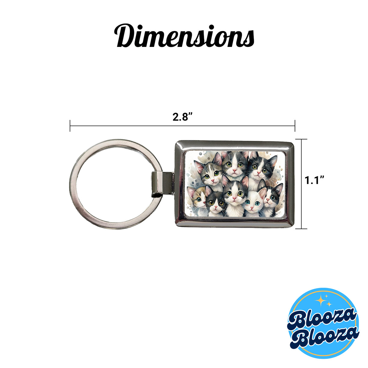 Sweet Black And White Cats Rectangle Metal Keychain