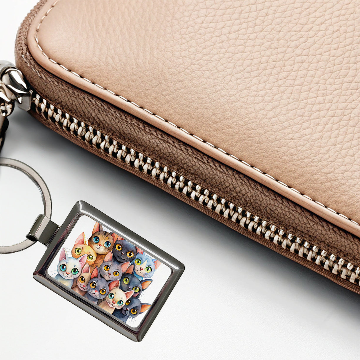 Sweet Bombay Cats Rectangle Metal Keychain