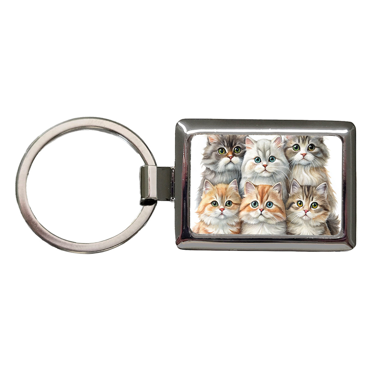 Sweet British Longhair Cats Rectangle Metal Keychain