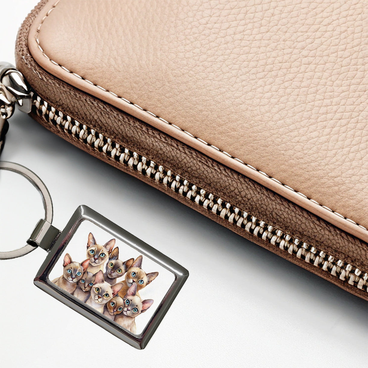 Sweet Burmese Cats Rectangle Metal Keychain