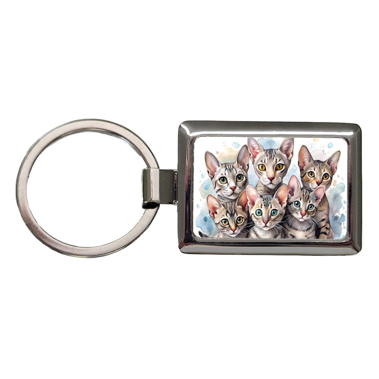 Sweet Egyptian Mau Cats Rectangle Metal Keychain